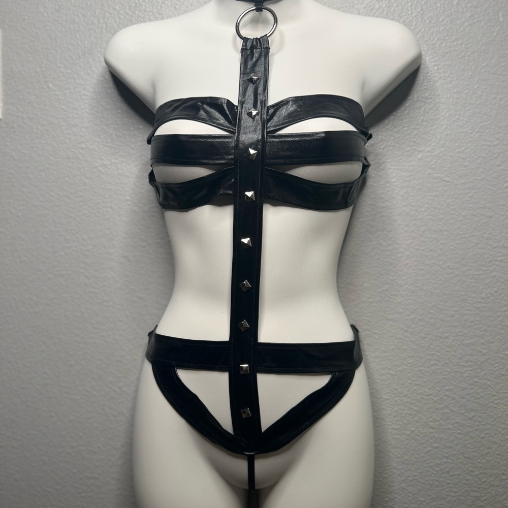 Black Strappy Harness Bodysuit